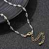 Handmade Brass & Faceted Rondelle Glass & Imitation Pearl Link Chain Necklaces for Women NJEW-F353-01G-3