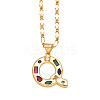 Brass Pave Colorful Cubic Zirconia Initial Pendant Necklaces FS-WG26597-17-1