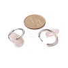 Natural Rose Quartz Pi Disc/Donut Dangle Hoop Earrings EJEW-JE05132-04-3