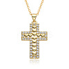Brass Micro Pave Clear Cubic Zirconia Heart Cross Pendant Necklaces FS-WG8523C-03-1