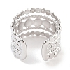 Non-Tarnish 304 Stainless Steel Flower Open Cuff Rings RJEW-K273-13P-3