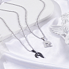 1 Set Stainless Steel Couple Heart Pendant Ball Chain Necklaces for Women Men NJEW-LP0001-61A-3