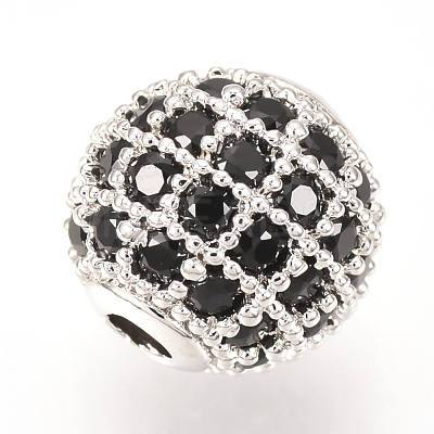 Brass Micro Pave Cubic Zirconia Beads ZIRC-Q013-10mm-143P-1