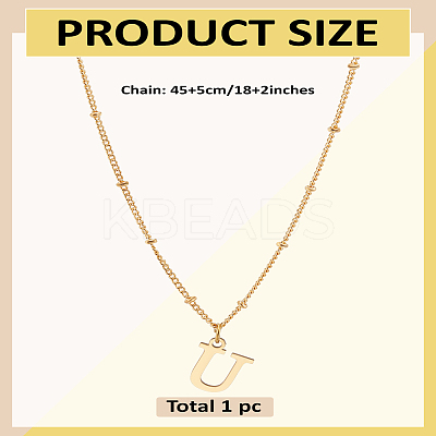 1Pc Brass Chain & 304 Stainless Steel Letter Pendant Necklaces NJEW-LP0001-35U-G-1
