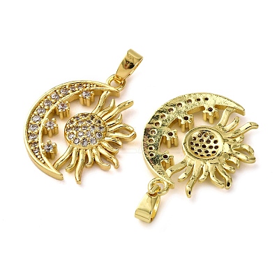 Brass Micro Pave Cubic Zirconia Pendants KK-F911-06G-1