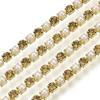 Brass Rhinestone Strass Chains CHC-N017-001A-A01-1