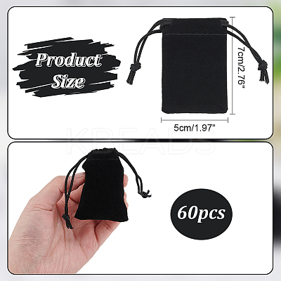 60Pcs Rectangle Velvet Drawstring Pouches TP-NB0001-66A-1