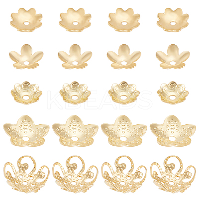300pcs 6 styles 304 Stainless Steel & Brass Bead Caps STAS-BBC0002-51-1