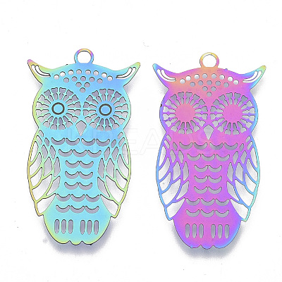 Ion Plating(IP) 201 Stainless Steel Filigree Pendants LS-X-STAS-R102-23-1