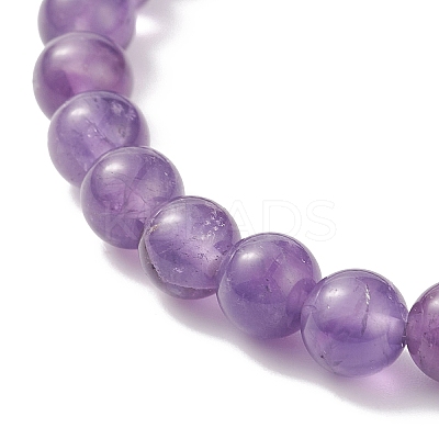 5Pcs 5 Style Natural Amethyst & Brass Beaded Stretch Bracelets Set BJEW-JB08870-01-1