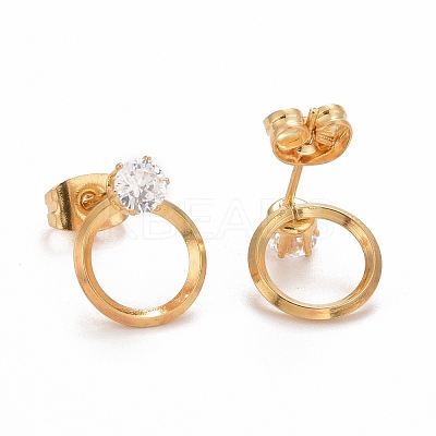 Ring SteelStud Earrings EJEW-C019-17G-1
