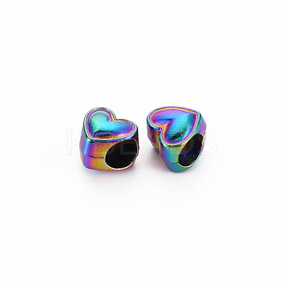 Rack Plating Rainbow Color Alloy European Beads PALLOY-S180-369-1