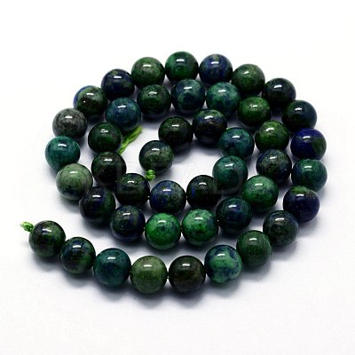 Natural Chrysocolla and Lapis Lazuli Beads Strands G-I199-37-4mm-1