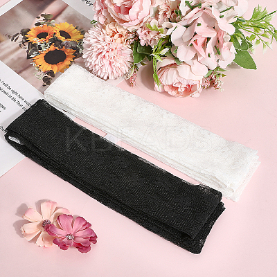 2Pcs 2 Colors Polyester Lace Long Silk Scarf for Women Girls AJEW-GF0011-28E-1
