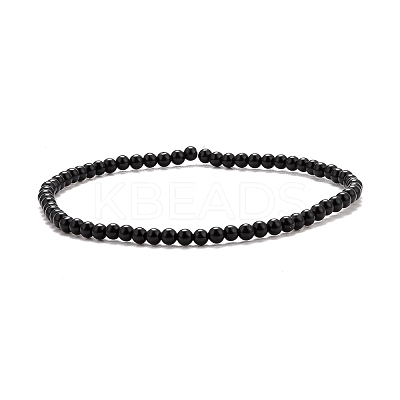 Mini Natural Black Onyx Beaded Stretch Bracelets BJEW-JB07669-01-1