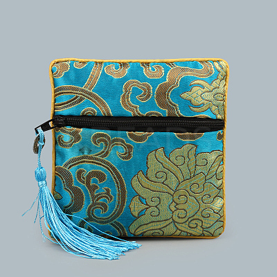 Chinese Style Square Cloth Zipper Pouches CON-PW0001-090G-1