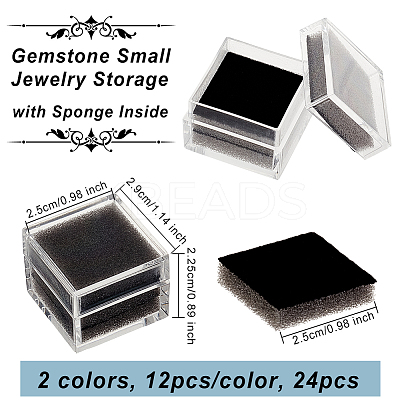 24Pcs 2 Colors Square Transparent Plastic Loose Diamond Box CON-OC0001-53-1