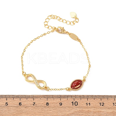 Sports Brass Micro Pave Cubic Zirconia Infinity Link Bracelets LS-BJEW-D386-01C-G-1