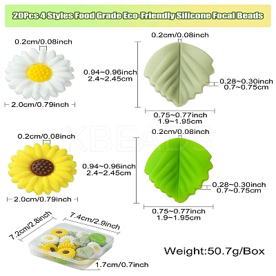 20Pcs 4 Styles Food Grade Eco-Friendly Silicone Focal Beads SIL-CJ0001-21-1