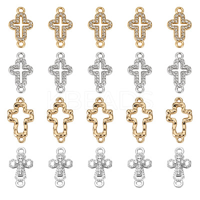 20Pcs 4 Styles Alloy Crystal Rhinestone Connector Charms FIND-TA0008-74-1