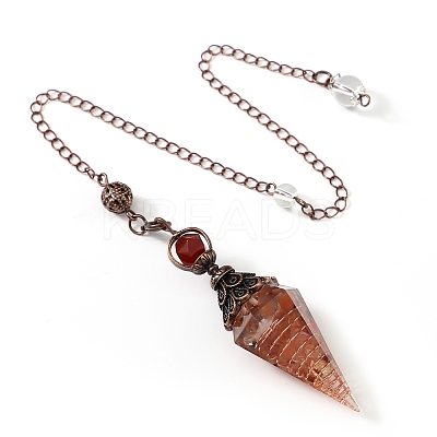 Natural Carnelian & Resin Hexagonal Pointed Dowsing Pendulums PW-WG7D05E-21-1