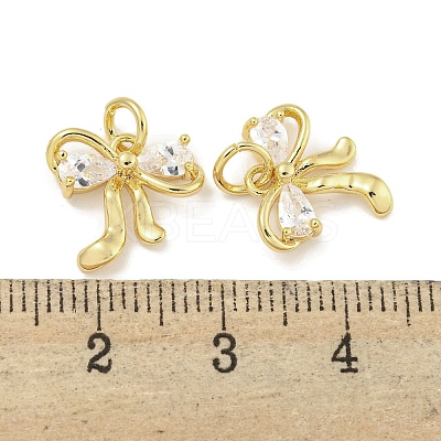 Brass with Clear Cubic Zirconia Charms with Jump Rings KK-Q820-09G-1