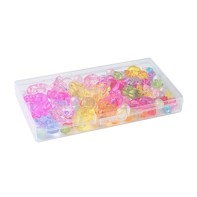 80Pcs 4 Styles Transparent Acrylic Beads MACR-FS0001-61-1