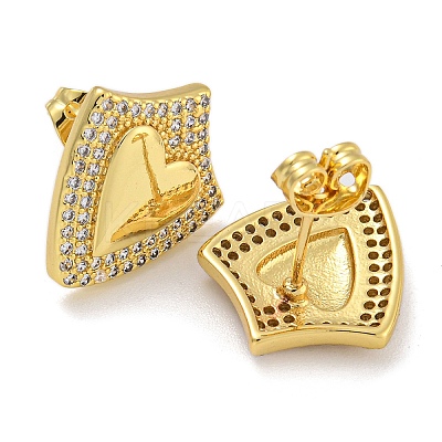 Rack Plating Brass Micro Pave Clear Cubic Zirconia Stud Earrings EJEW-I313-18A-G-1