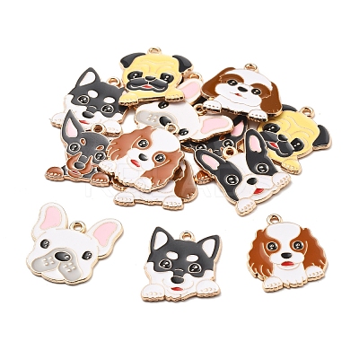 14Pcs 7 Styles Animal Puppy Alloy Enamel Pendants FIND-FS0004-13-1