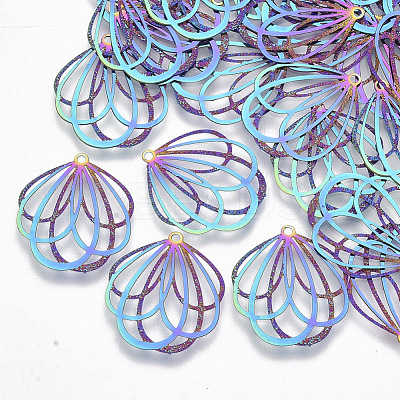 Ion Plating(IP) 304 Stainless Steel Filigree Pendants STAS-R102-07-1