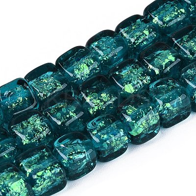 Handmade Foil Glass Beads Strands FOIL-Q002-04D-1