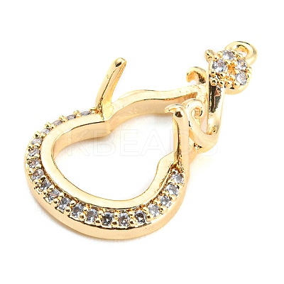 Brass Micro Pave Clear Cubic Zirconia Pendant Cabochon Settings KK-Q794-02B-G-1