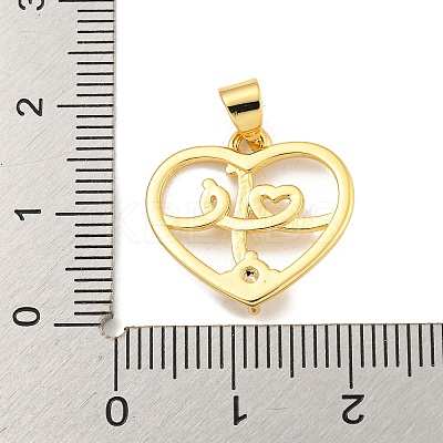 Rack Plating Brass Micro Pave Clear Cubic Zirconia Pendants KK-B091-49G-04-1