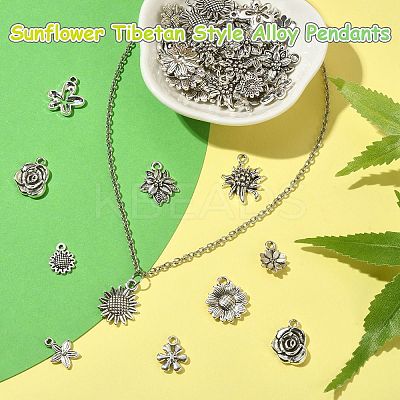 Sunflower Tibetan Style Alloy Pendants TIBEP-CJ0001-09-RS-1