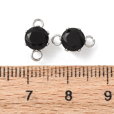304 Stainless Steel Micro Pave Cubic Zirconia Connector Charms STAS-H240-50P-11-1