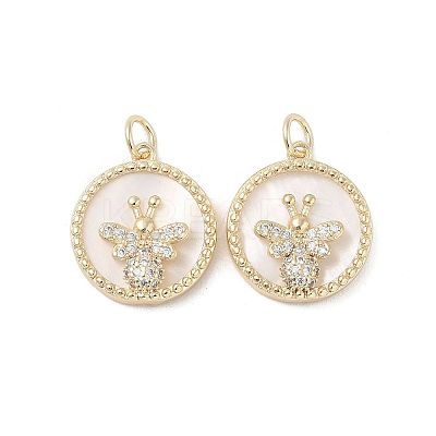 Brass Pendants Pave Shell KK-L208-73G-1
