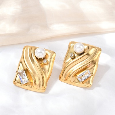 304 Stainless Steel Cubic Zirconia Stud Earrings EJEW-Z110-03G-02-1