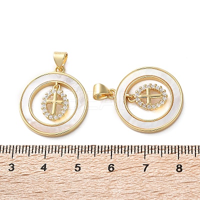 Brass Micro Pave Cubic Zirconia Pendants KK-U070-02B-G-1