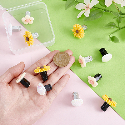 12Pcs 3 Styles Resin Flower Shell & Aluminium Alloy Tire Valve Stem Caps HJEW-NB00307-1