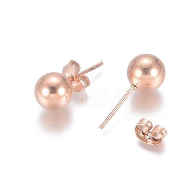 Ion Plating(IP) 304 Stainless Steel Stud Earrings EJEW-L215-57E-RG-1