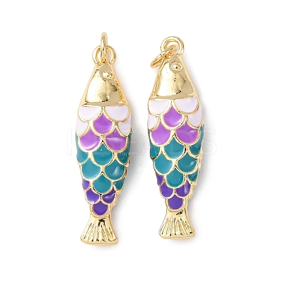 Brass Enamel Pendants KK-C143-44B-G02-1