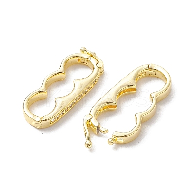 Brass Micro Pave Clear Cubic Zirconia Twister Clasps KK-K360-27B-G-1