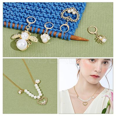 Alloy & Rhinestone & Acrylic Imitation Pearl Pendant Locking Stitch Markers HJEW-AB00117-1