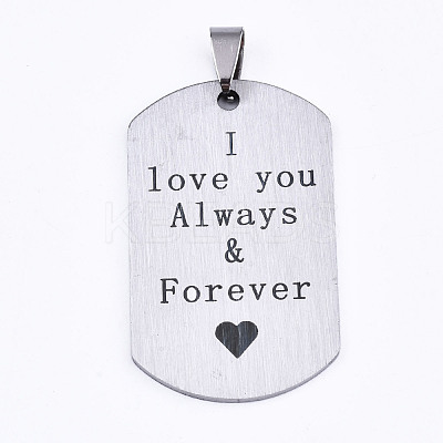 Non-Tarnish 201 Stainless Steel Quote Pendants STAS-T044-225P-1
