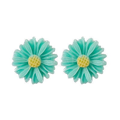 Resin Flower Stud Earrings X-EJEW-JE05230-1