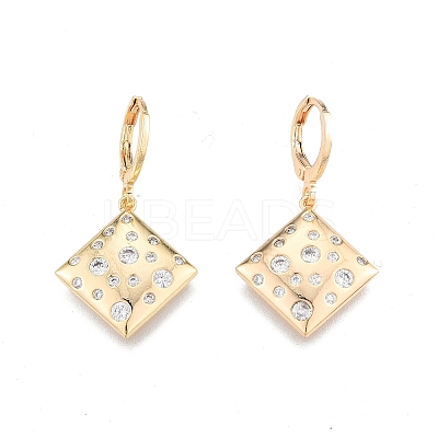 Clear Cubic Zirconia Rhombus Dangle Leverback Earrings EJEW-N012-70-1