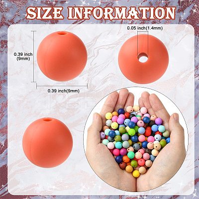 200Pcs Round Food Grade Eco-Friendly Silicone Beads SIL-CJ0001-90-1