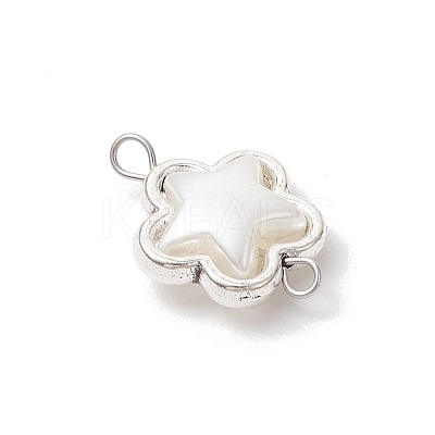 Alloy & ABS Plastic Imitation Pearl Star Connector Charms PALLOY-JF03871-1