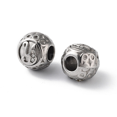 304 Stainless Steel Rhinestone European Beads STAS-A092-10Y-P-1
