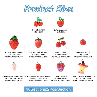 20Pcs 10 Styles Resin Pendants RESI-FS0002-10-1